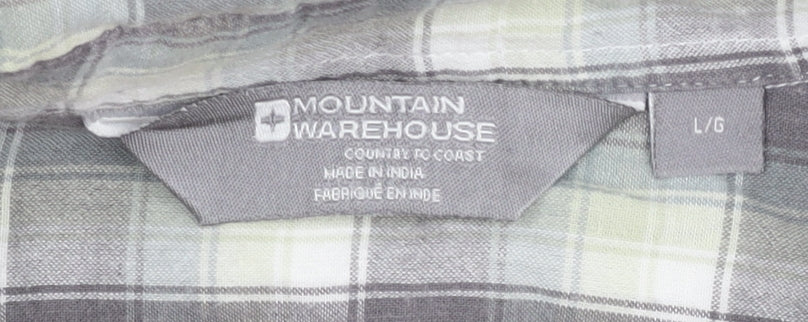 Mountain Warehouse Men’s Grey Plaid Cotton Short Sleeve Casual Shirt L