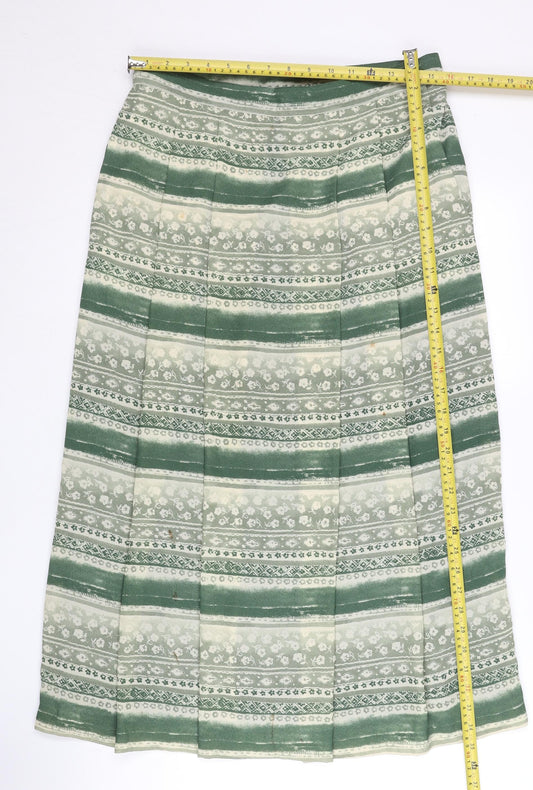 Viyella Women’s Green Size 14 A-Line Knee Length Lined Skirt