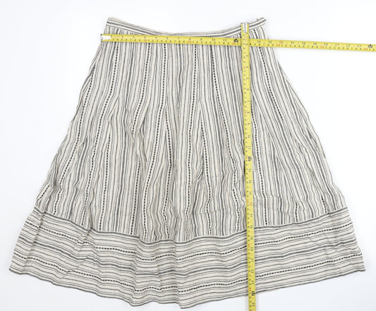 Thought Women’s Ivory Striped A-Line Skirt Size S Hemp Cotton