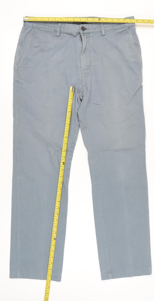 Lands' End Mens Blue Chino Trousers Straight Fit Size 35