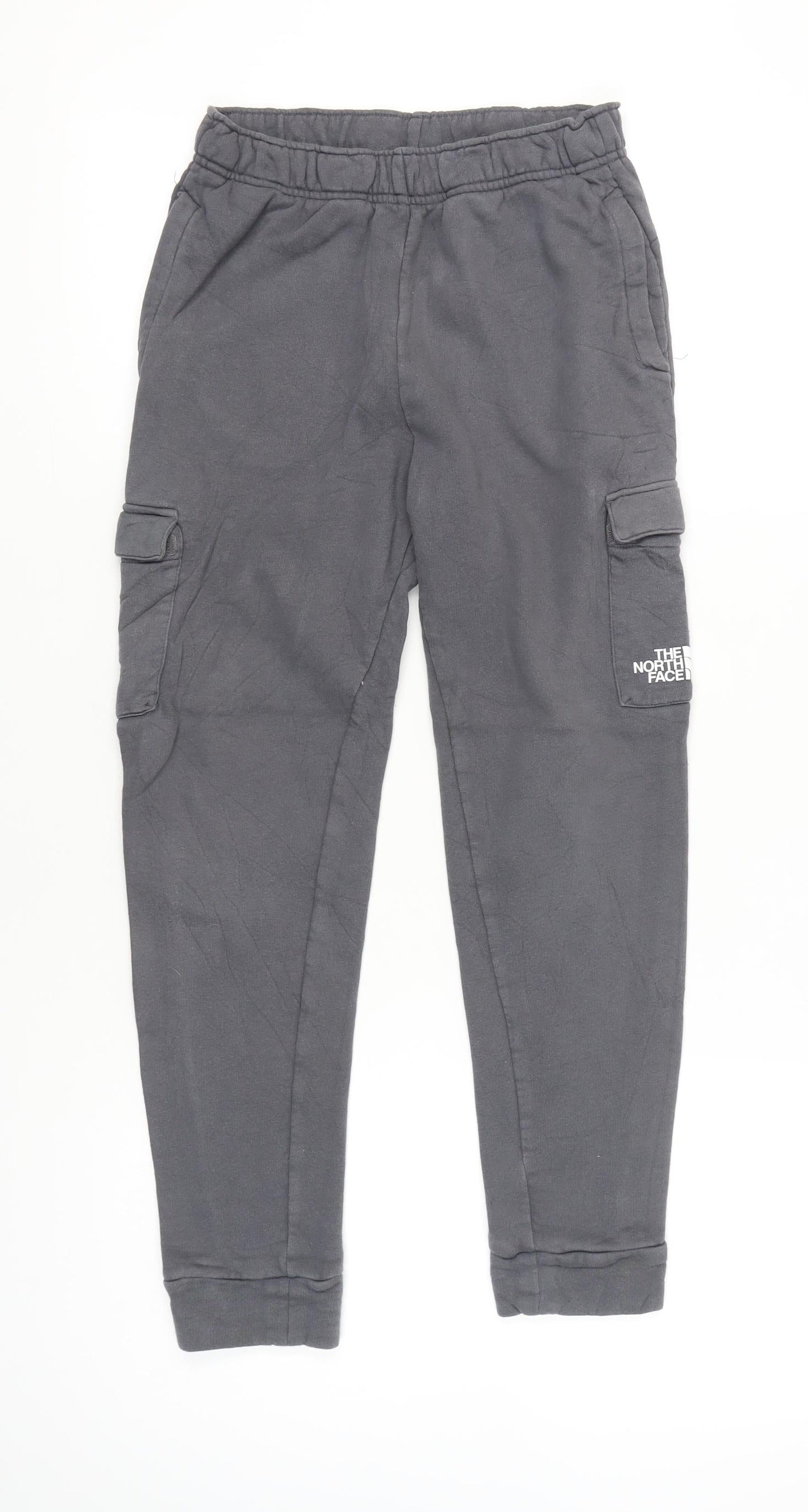 The North Face Boys Grey Cargo Jogger Trousers L Youth Cotton Blend