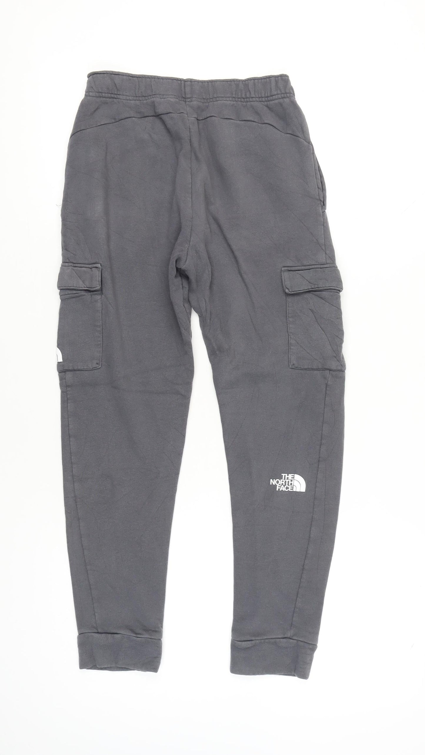 The North Face Boys Grey Cargo Jogger Trousers L Youth Cotton Blend