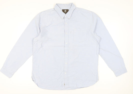Timberland Men's Blue XL Regular Fit Button-Down Cotton Shirt
