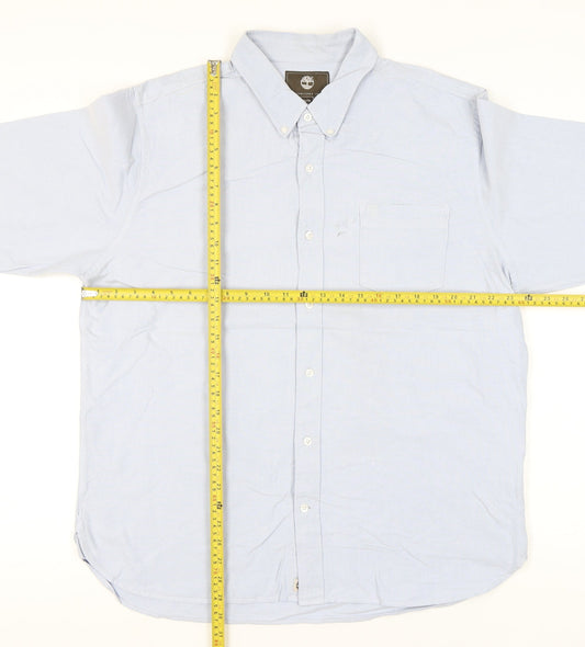 Timberland Men's Blue XL Regular Fit Button-Down Cotton Shirt