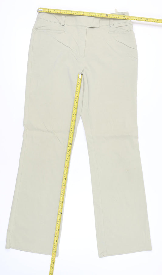 Marks and Spencer Women Beige Size 16 Tall Straight Leg Trousers