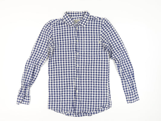 Jack Wills Men's Blue Checked Button-Down Cotton Shirt XS