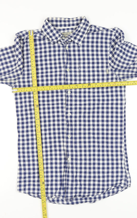 Jack Wills Men's Blue Checked Button-Down Cotton Shirt XS