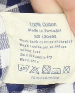 Jack Wills Men's Blue Checked Button-Down Cotton Shirt XS