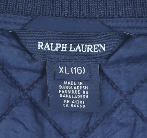Ralph Lauren Girls Blue Quilted Waistcoat XL 16 Years Full Zip