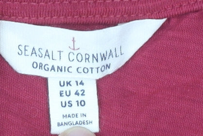 Seasalt Cornwall Women Red UK 14 Organic Cotton Short Sleeve T-Shirt