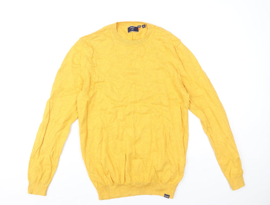 Superdry Men’s Yellow Cotton Cashmere Crew Neck Jumper Size S