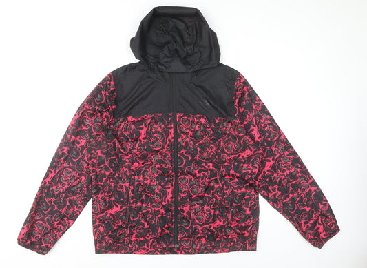 The North Face Womens XL Black Red Windbreaker Jacket Hooded Lightweight