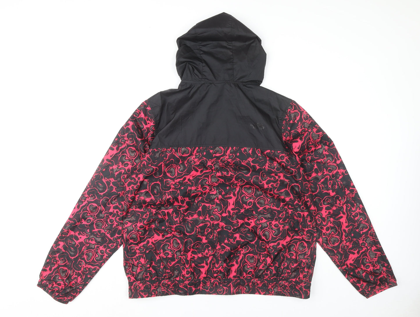 The North Face Womens XL Black Red Windbreaker Jacket Hooded Lightweight