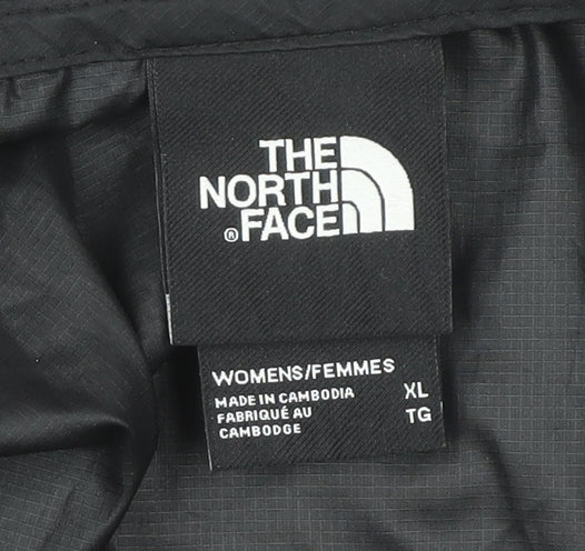 The North Face Womens XL Black Red Windbreaker Jacket Hooded Lightweight