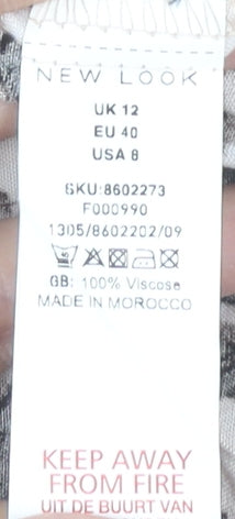 New Look Womens Beige Animal Print Midi Skirt Size 12 Viscose