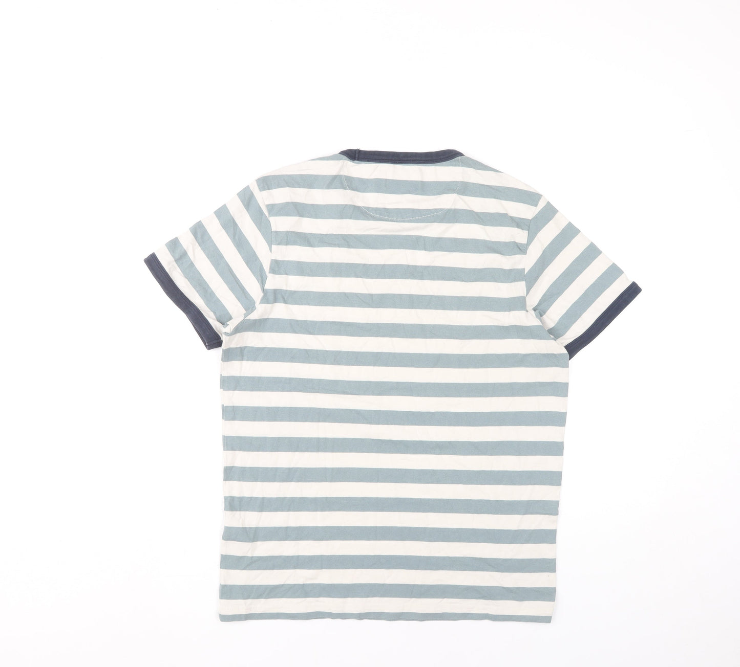 Farah Men’s Blue Striped Cotton Crew Neck T-Shirt Size S
