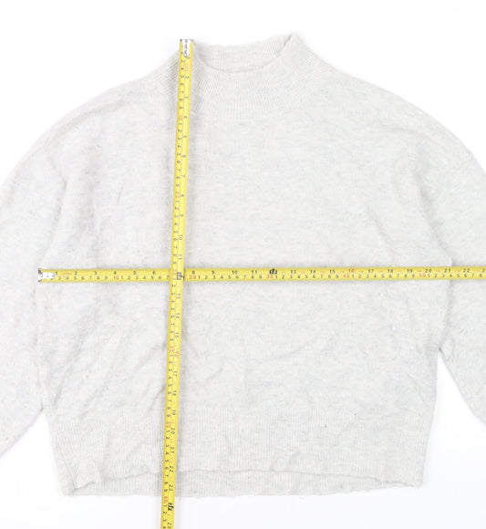 Fat Face Womens Grey Mock Neck Jumper Size 12 Wool Blend Pullover