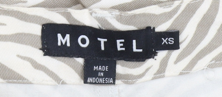 Motel Womens Beige Animal Print XS Flared Trousers