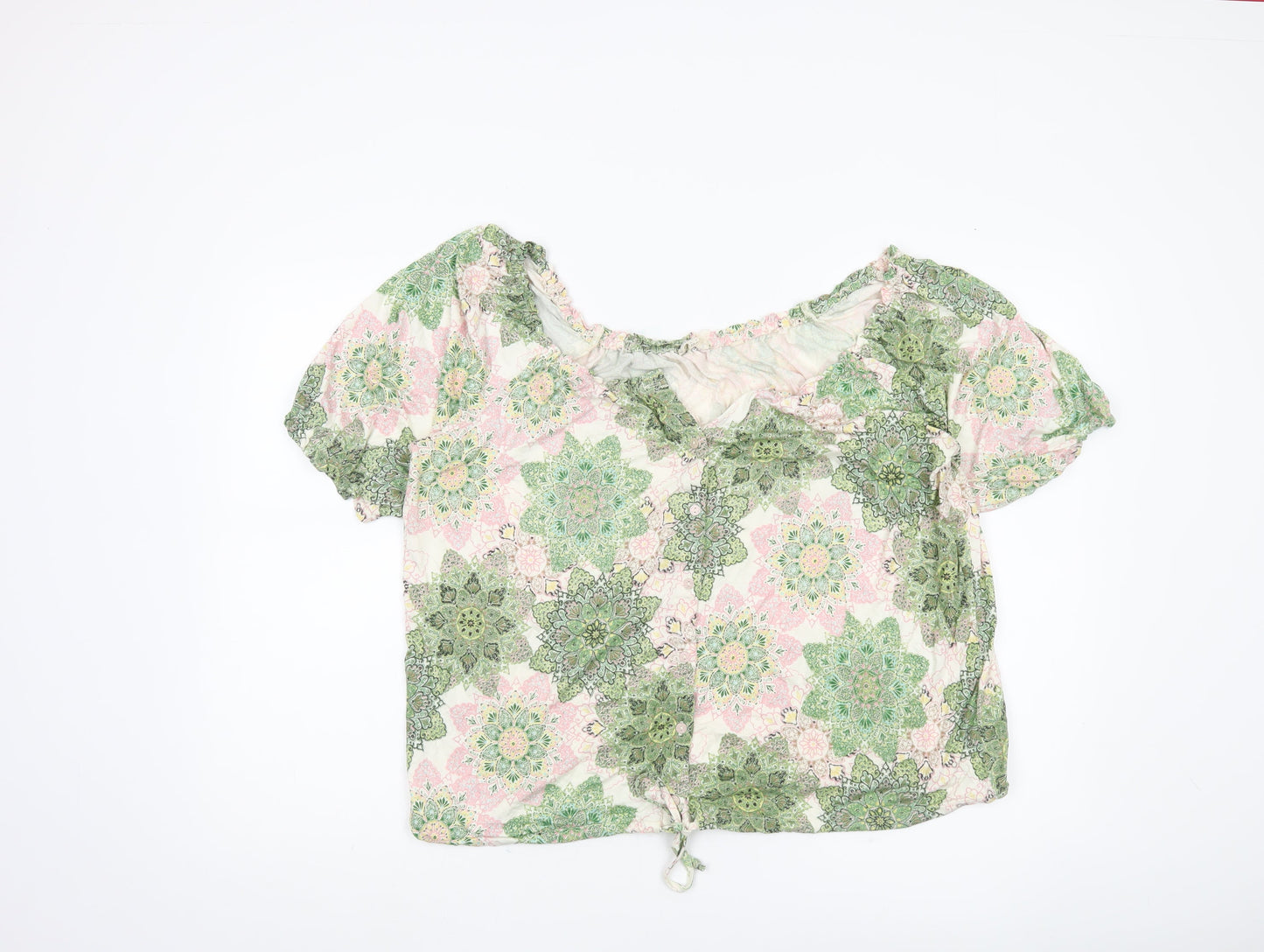 FatFace Women’s Multicoloured Floral Peasant Blouse UK 16