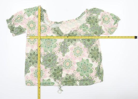 FatFace Women’s Multicoloured Floral Peasant Blouse UK 16