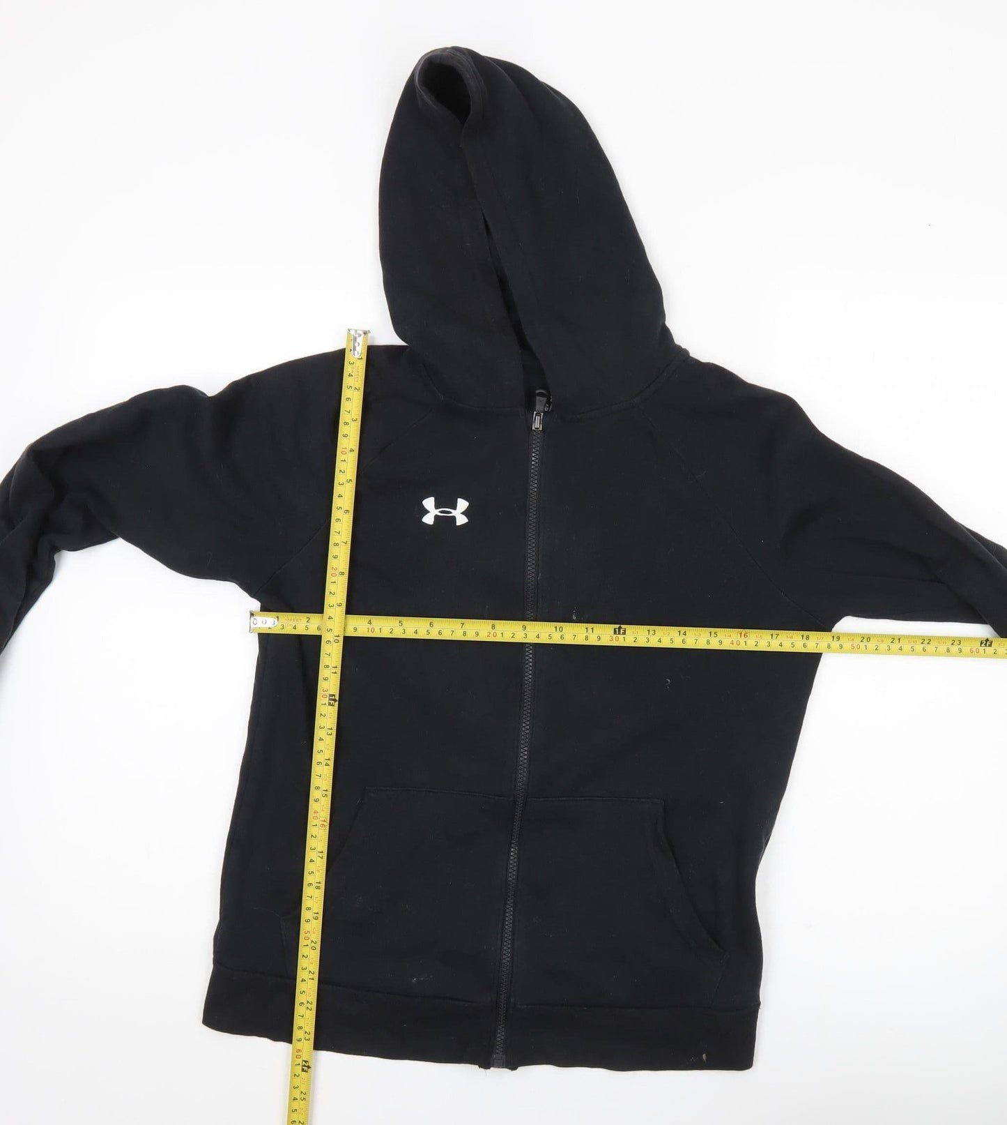 Under Armour Boys Black Full Zip Hoodie Size 13 Years Cotton Blend