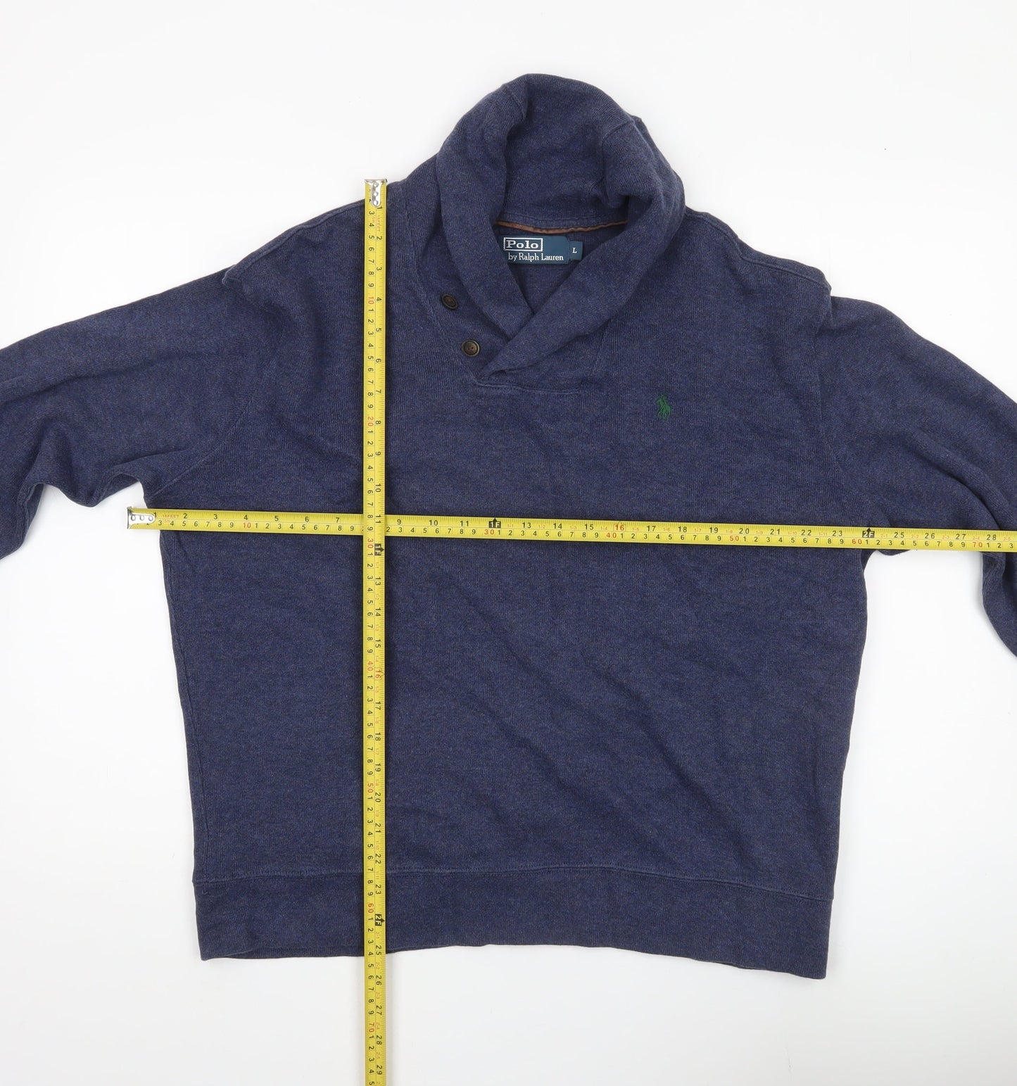 Ralph Lauren Men’s Blue Cotton Pullover Sweatshirt L Shawl Neck