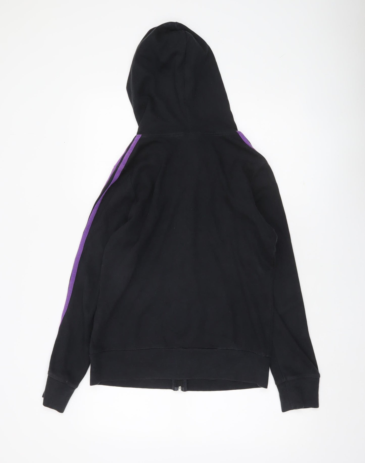 Adidas Womens Black Purple Full Zip Hoodie Size UK 16 Cotton Blend