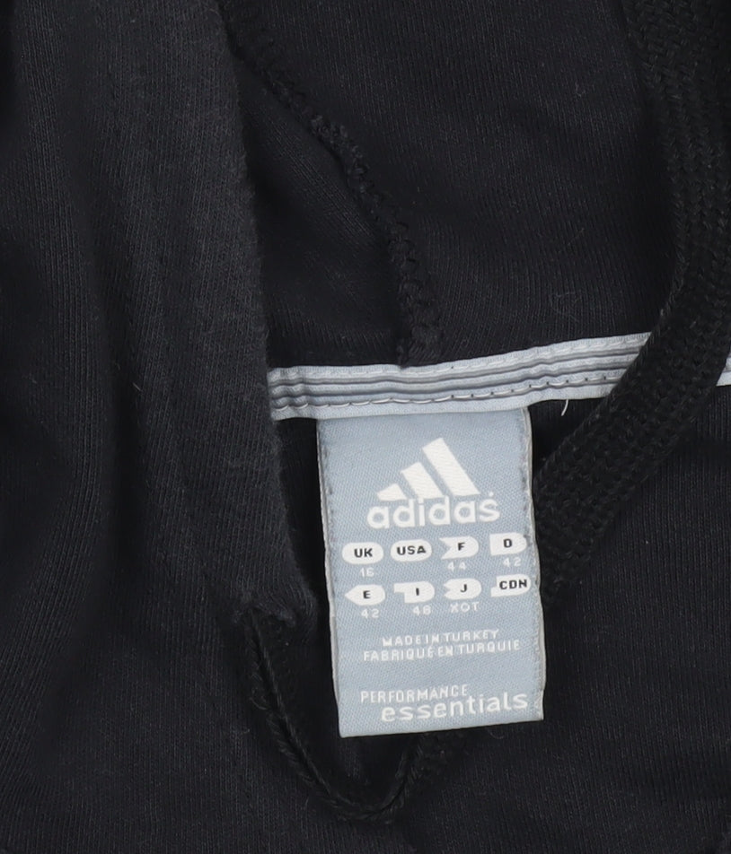 Adidas Womens Black Purple Full Zip Hoodie Size UK 16 Cotton Blend