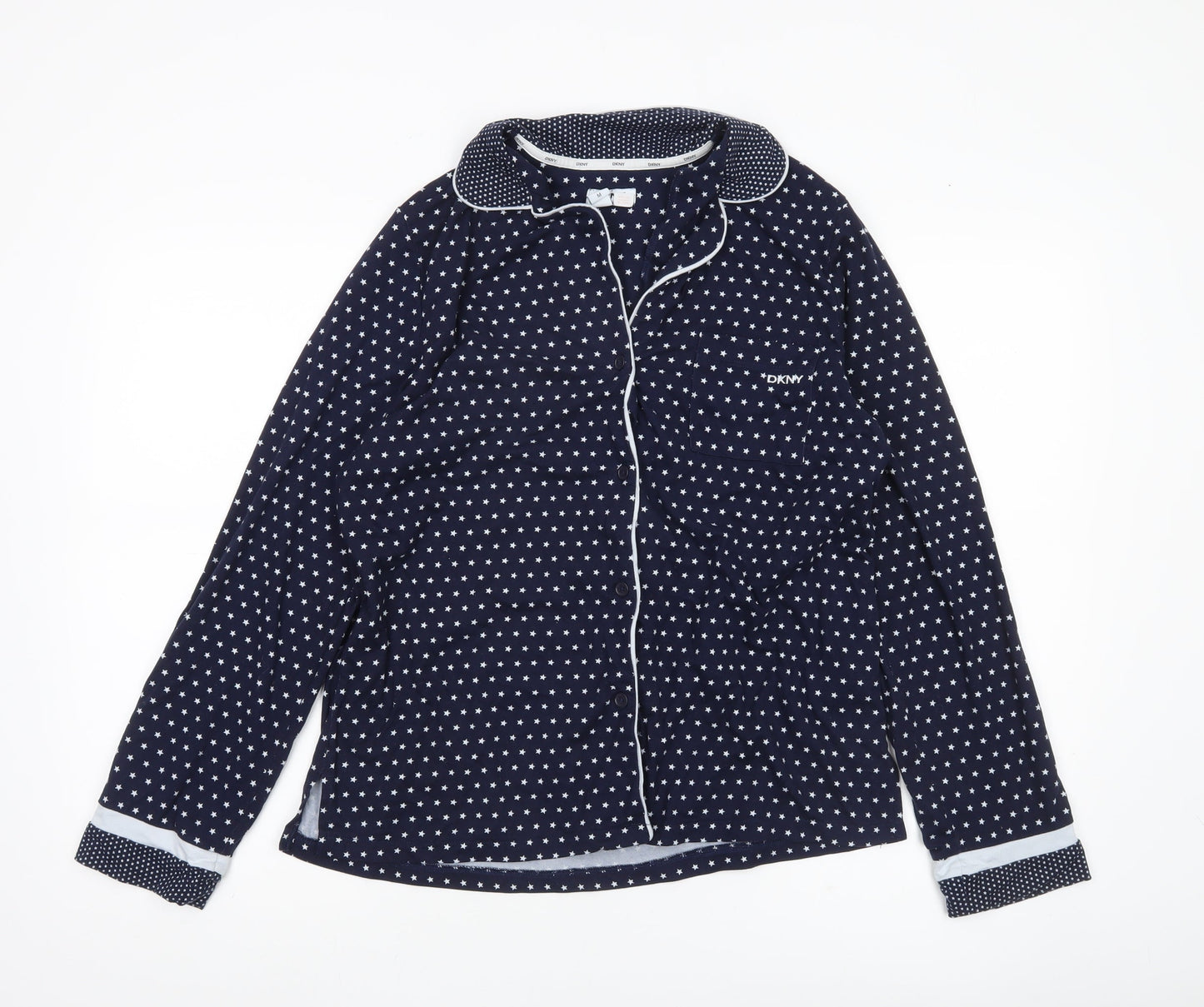 DKNY Women’s Blue Star Print Button-Up Shirt Top M