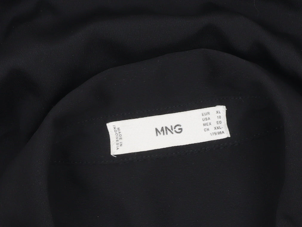 MNG Women’s Black Blouse Size 14 Long Sleeve Collared Workwear