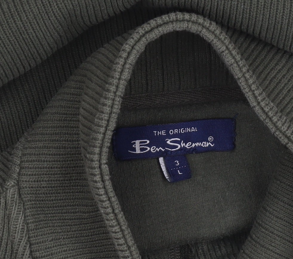 Ben Sherman Men's Green L 1/2 Zip Mock Neck Sweatshirt