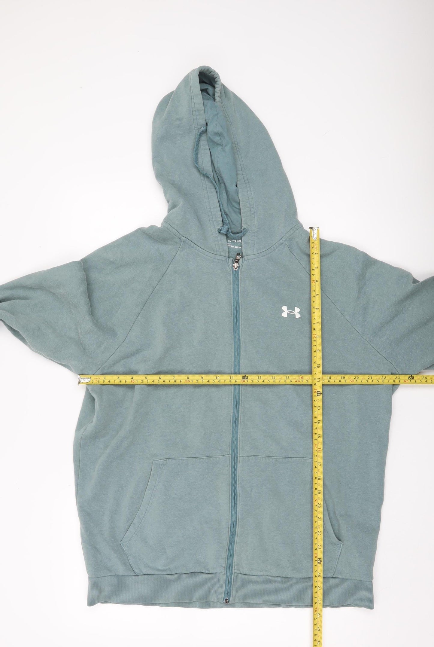 Under Armour Mens Green XL Full Zip Hoodie Lightweight Cotton Blend
