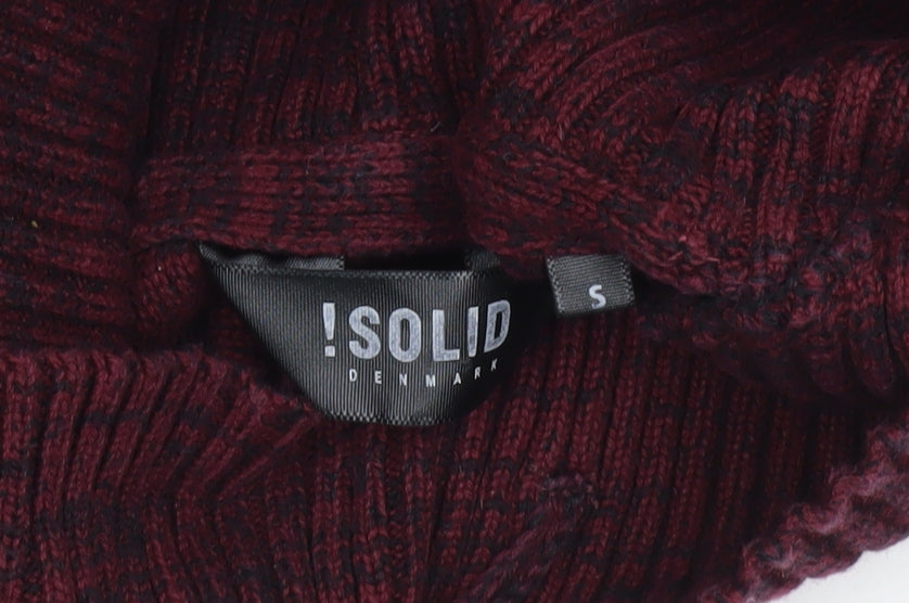 !Solid Men’s Red Knit Pullover Jumper Collared S Casual