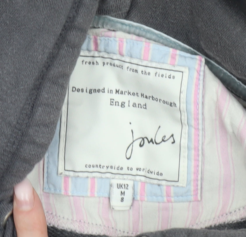 Joules Women’s Grey Full Zip Hoodie UK12 Cotton Logo Casual
