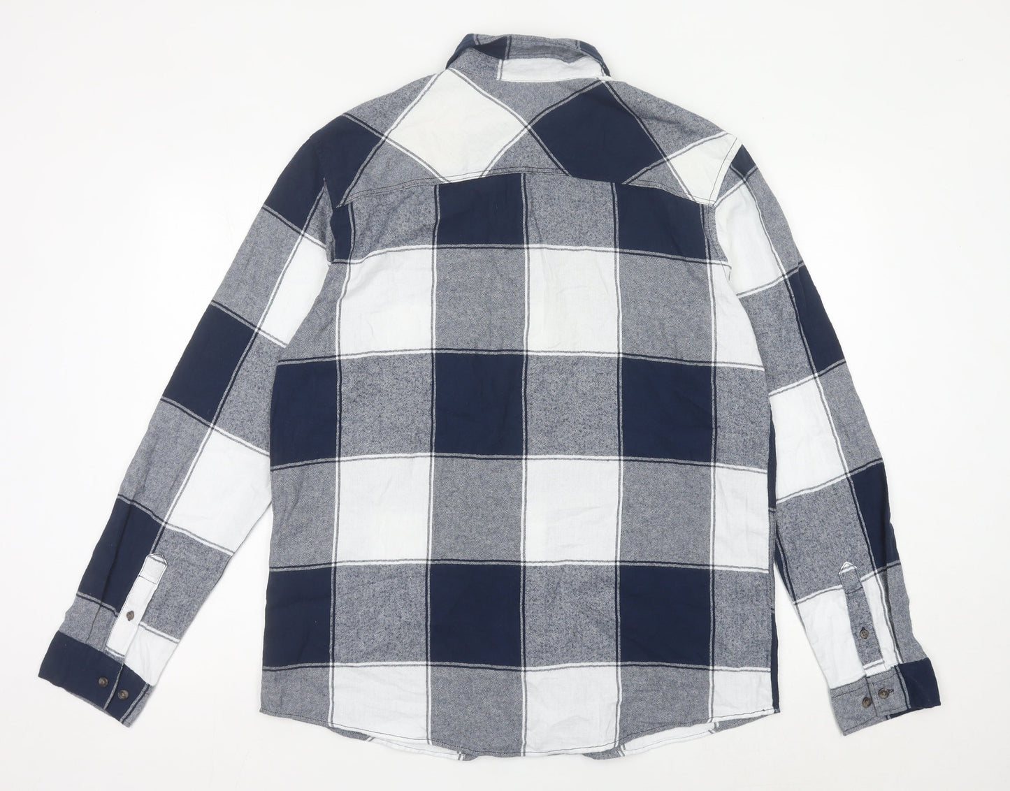 Jack & Jones Men’s Blue Grey Check Cotton Flannel Shirt XL