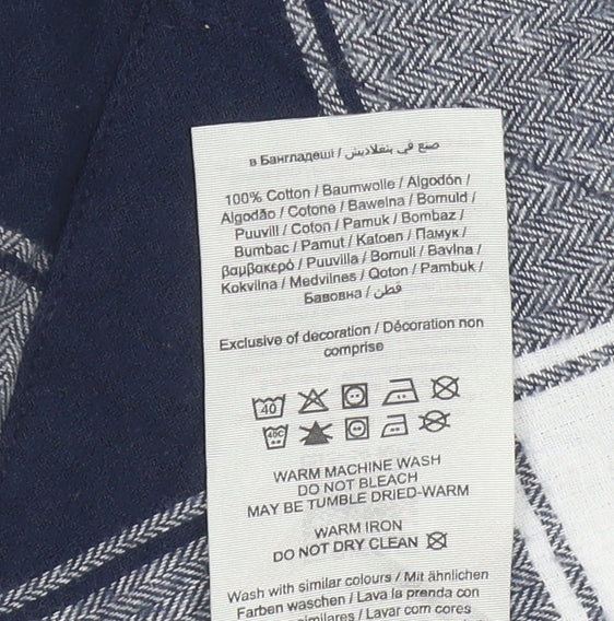 Jack & Jones Men’s Blue Grey Check Cotton Flannel Shirt XL