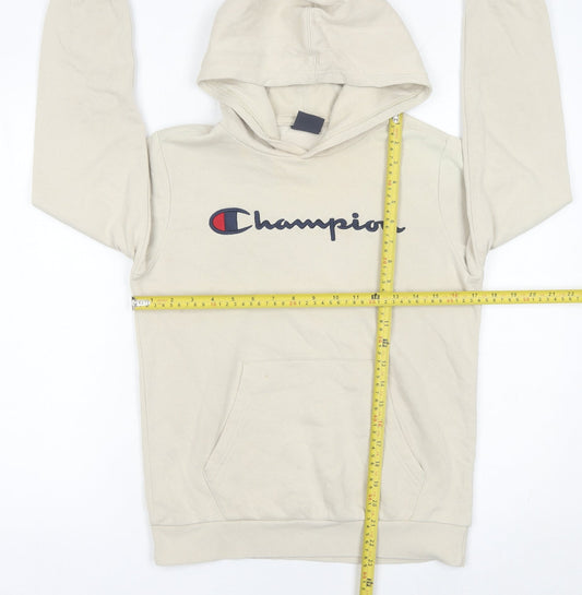 Champion Boys Beige Hoodie Pullover 11-12 Years Logo Cotton Blend