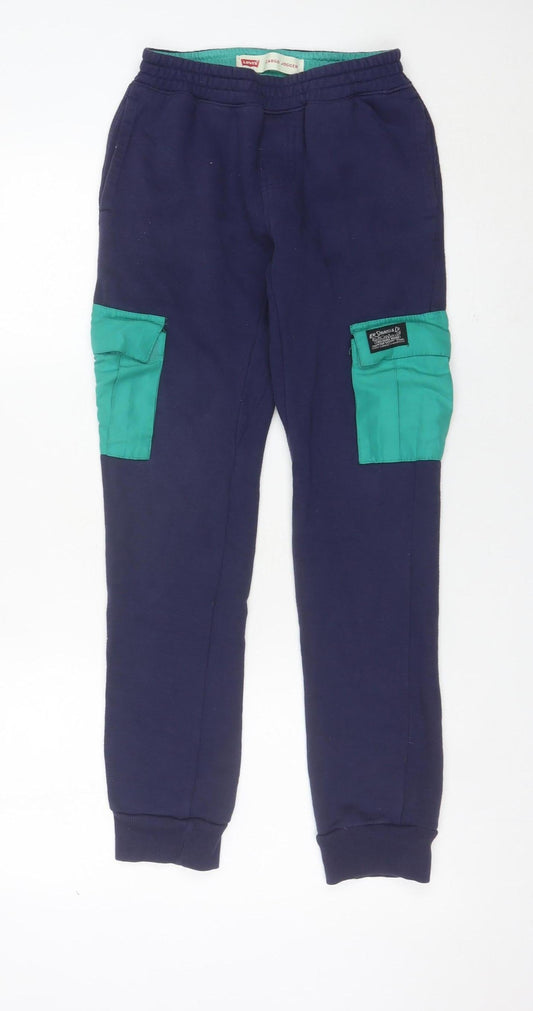 Levi's Boys Blue Green Cargo Jogger Trousers Size 12 Years Cotton Blend