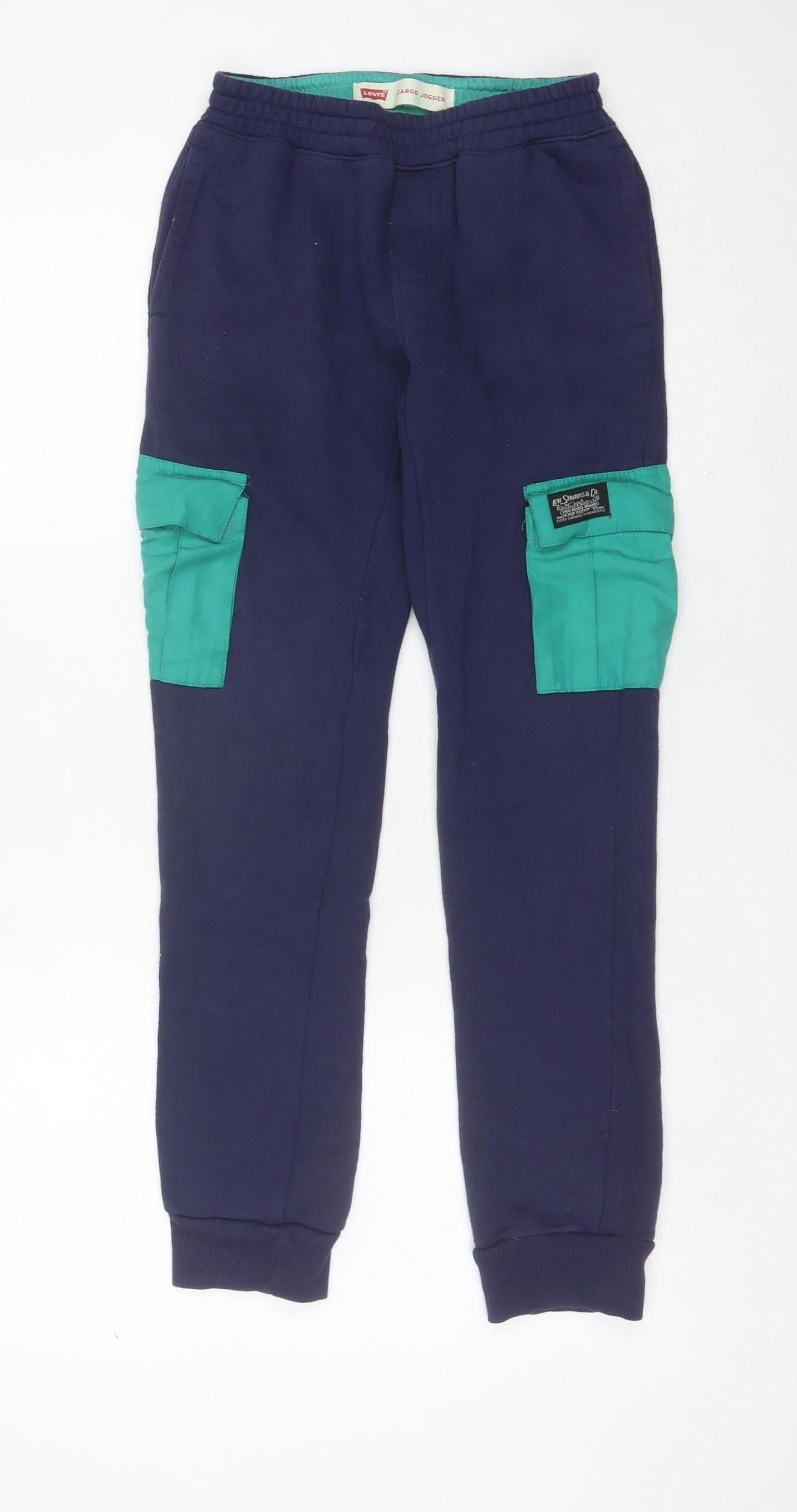 Levi's Boys Blue Green Cargo Jogger Trousers Size 12 Years Cotton Blend