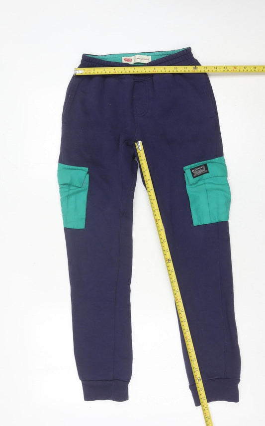 Levi's Boys Blue Green Cargo Jogger Trousers Size 12 Years Cotton Blend
