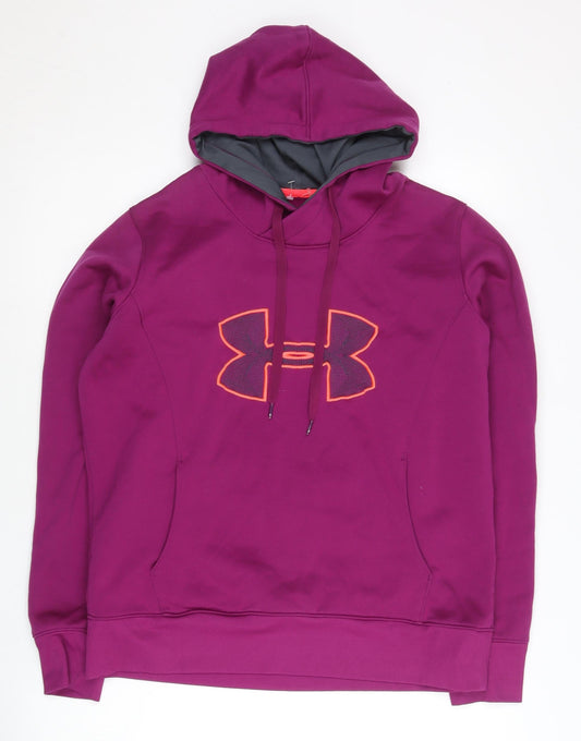 Under Armour Women’s Purple Pullover Hoodie Large Logo ColdGear