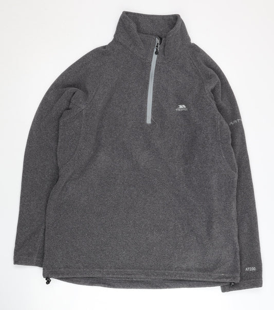 Trespass Mens Grey Fleece Sweatshirt L 1/2 Zip Outdoor Hiking Top