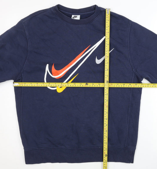 Nike Women’s Blue Pullover Sweatshirt Small Crew Neck Logo Sportswear