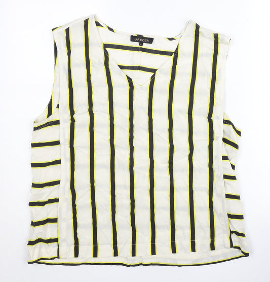 Jaeger Women’s Multicoloured Striped Viscose Blouse UK 16