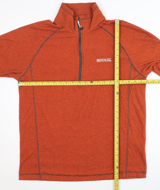 Regatta Mens Orange 1/4 Zip Sweatshirt Size L Outdoor Hiking Top
