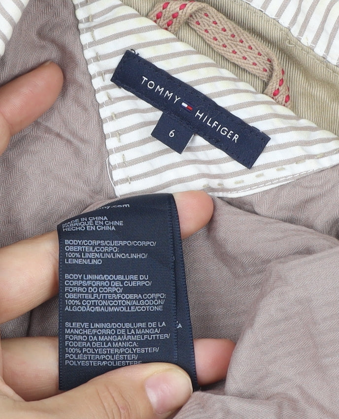 Tommy Hilfiger Women’s Beige Striped Linen Blazer Jacket Size 10