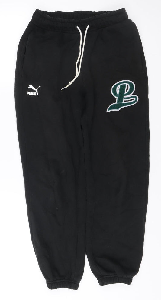 Additional front view of Puma men’s black xs jogger sweatpants cotton blend tapered fit