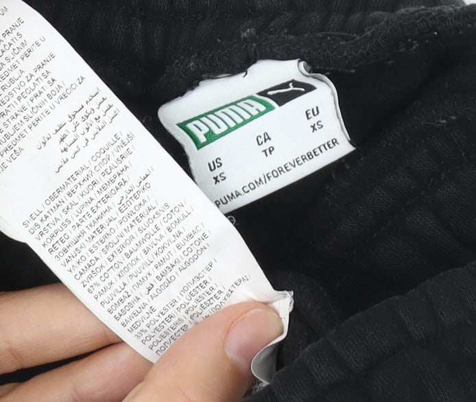 Puma Mens Black XS Jogger Sweatpants Cotton Blend Tapered Fit