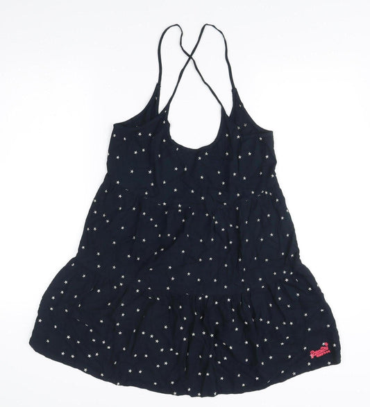 Superdry Womens Blue Star Embroidered Slip Dress Size S Summer Casual