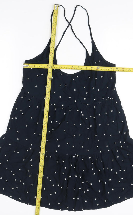 Superdry Womens Blue Star Embroidered Slip Dress Size S Summer Casual
